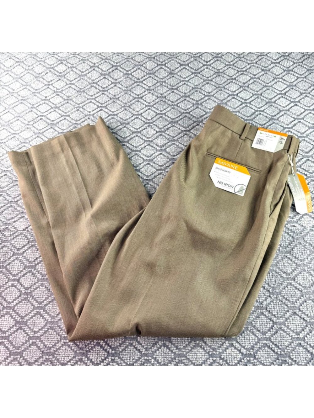 Savane Mens Sharksin Flex Waist Straight Fit Dress Pants Rock Taupe 36W 32L NWT